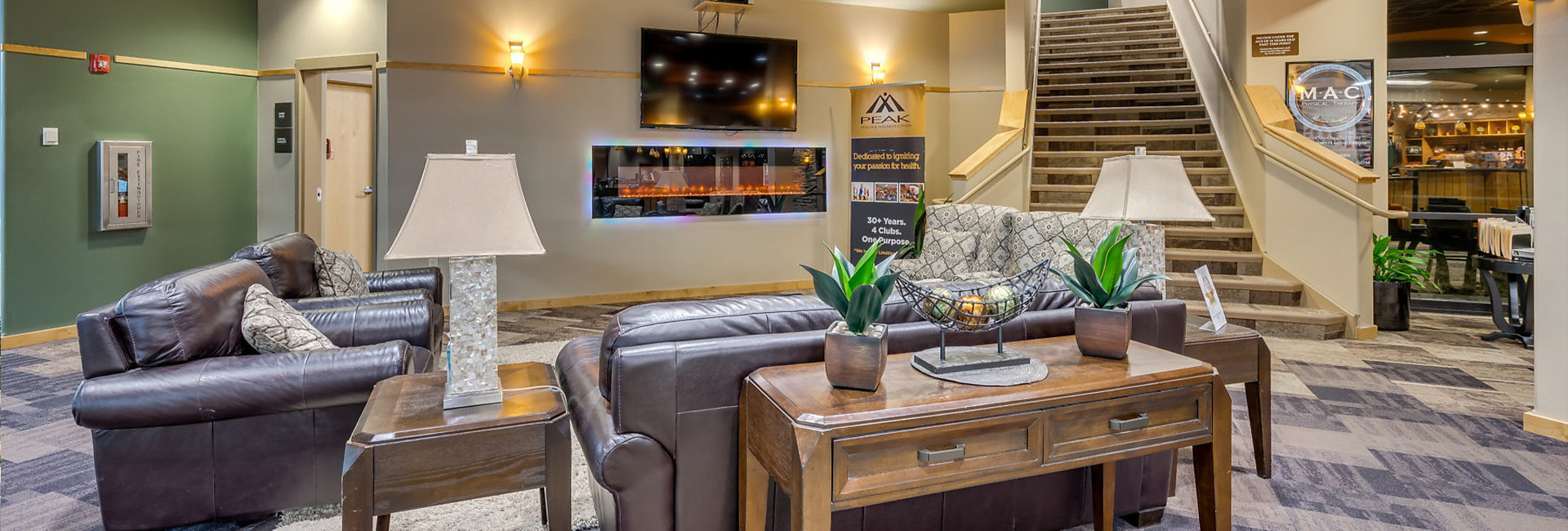 lobby of a modern gym